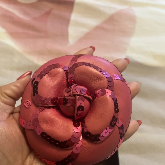 Chanel Leather Camelia Brooch w/ Box - Picture 3 of 4